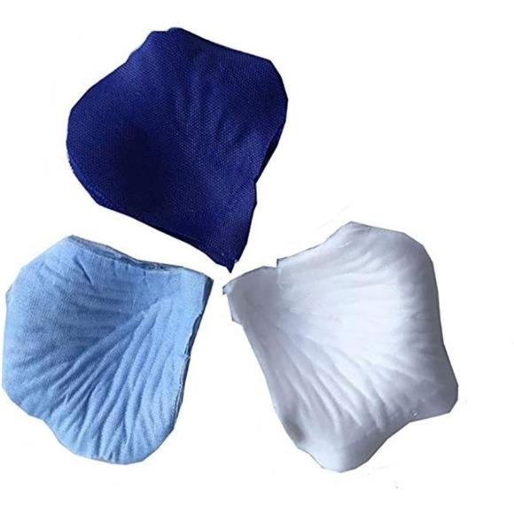 Mixed Royal Blue &Light Blue &White Party Wedding Flowers Silk Rose Petals Party - Picture 3 of 6